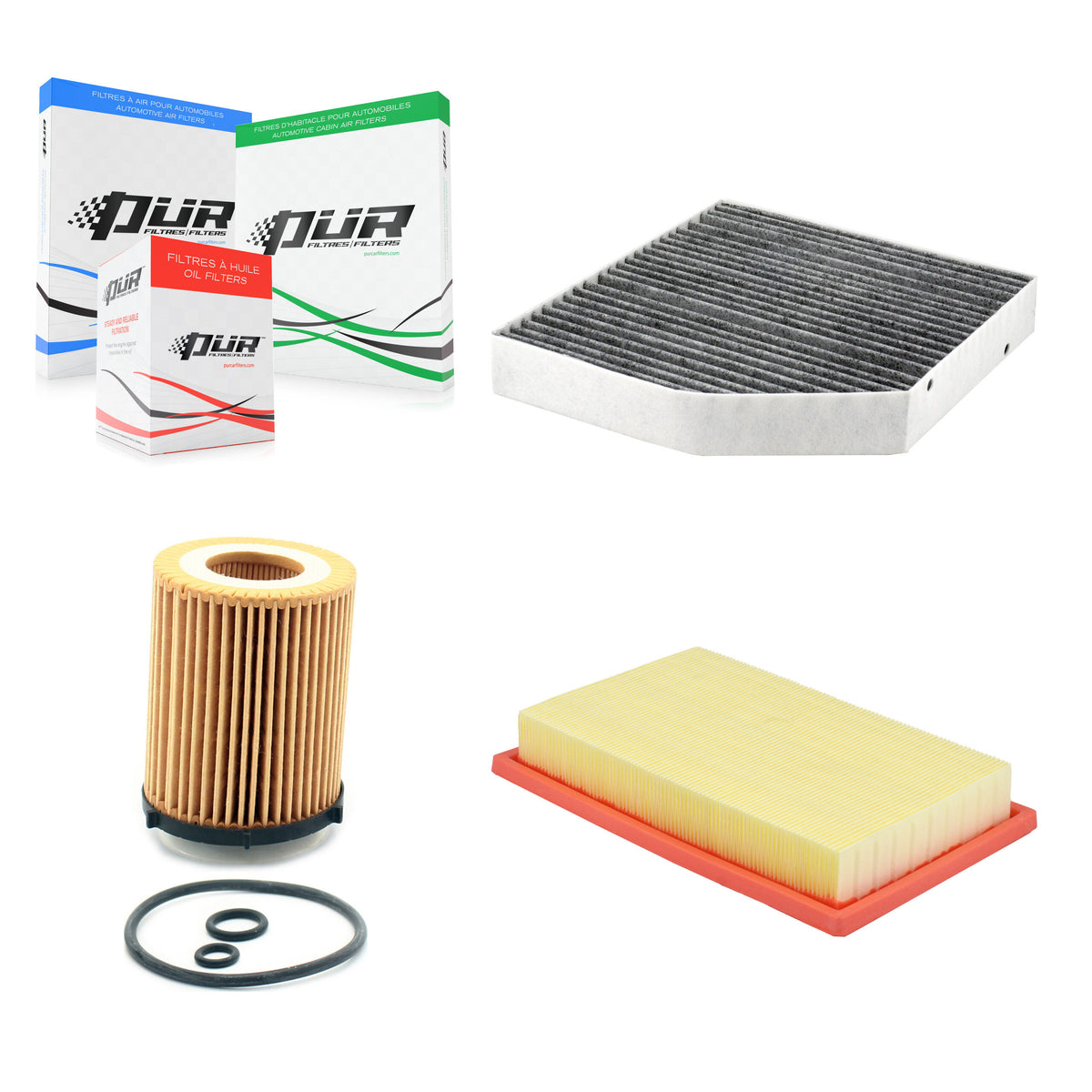1x Air + 1x Cabin + 1x Engine Cartridge Oil Filter (3 Total) Kit For Mercedes-Benz C300 KFM-104424