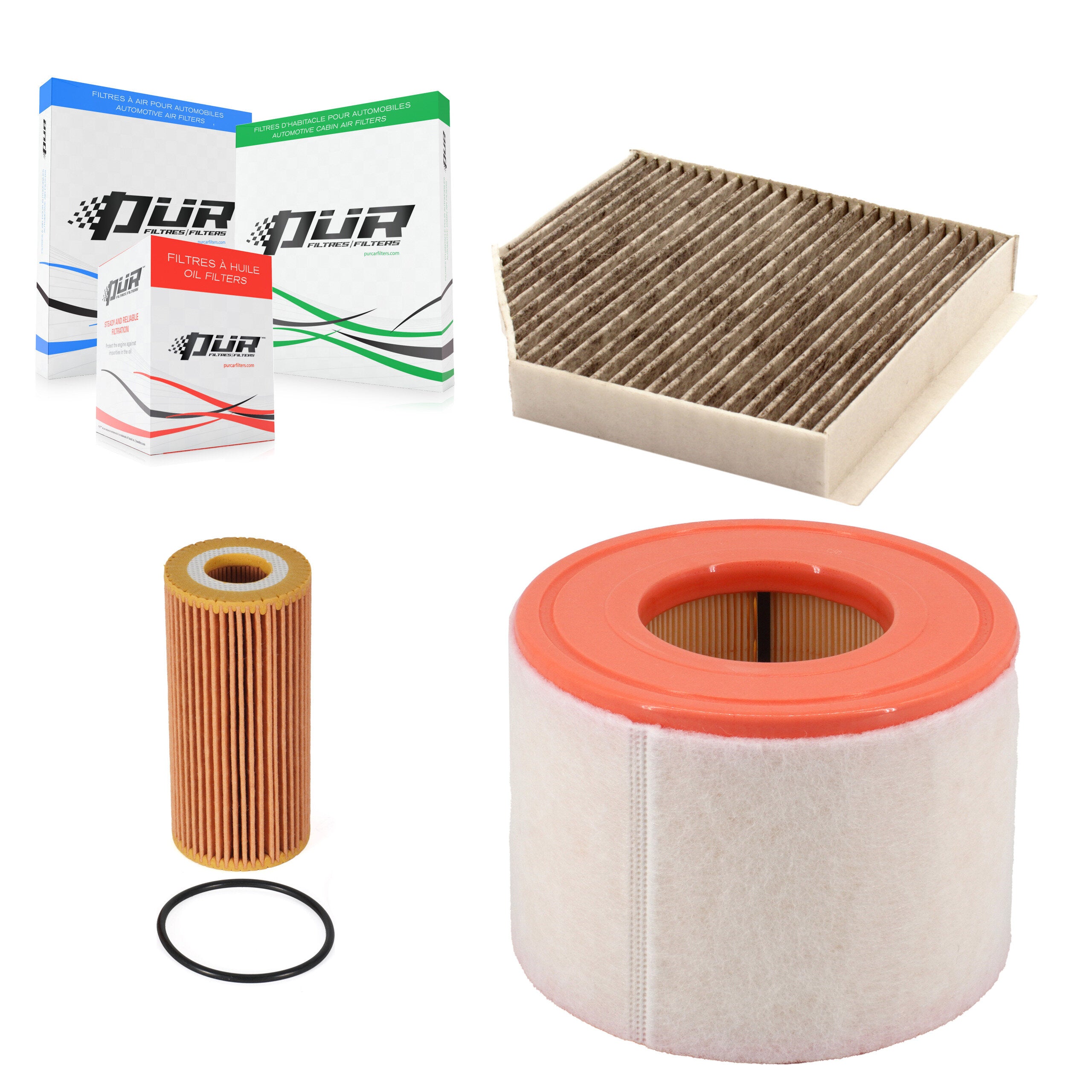1x Air + 1x Cabin + 1x Engine Cartridge Oil Filter (3 Total) Kit For Audi A6 Quattro KFM-104472