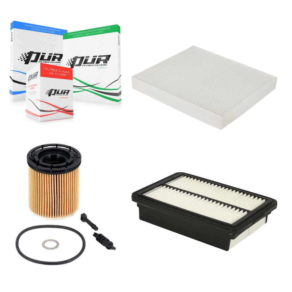 1x Air + 1x Cabin + 1x Engine Cartridge Oil Filter (3 Total) Kit For Hyundai Kona 1.6L KFM-104756