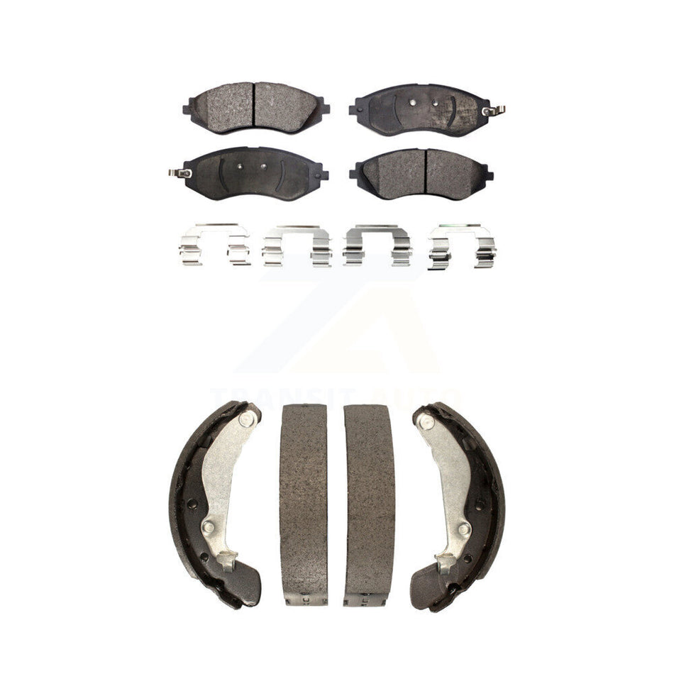 Front Rear Semi-Metallic Brake Pads And Drum Shoes Kit For Chevrolet Aveo Spark Aveo5 Pontiac G3 Suzuki Wave Wave5 Swift+ KFN-100005