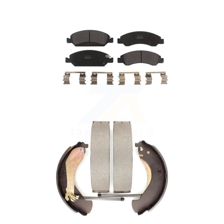 Front Rear Semi-Metallic Brake Pads And Drum Shoes Kit For Chevrolet Silverado 1500 GMC Sierra Classic KFN-100030