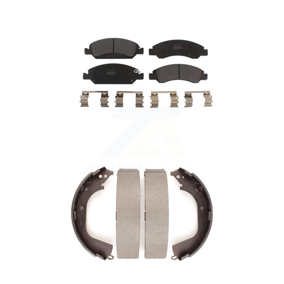 Front Rear Semi-Metallic Brake Pads And Drum Shoes Kit For Chevrolet Silverado 1500 GMC Sierra KFN-100031