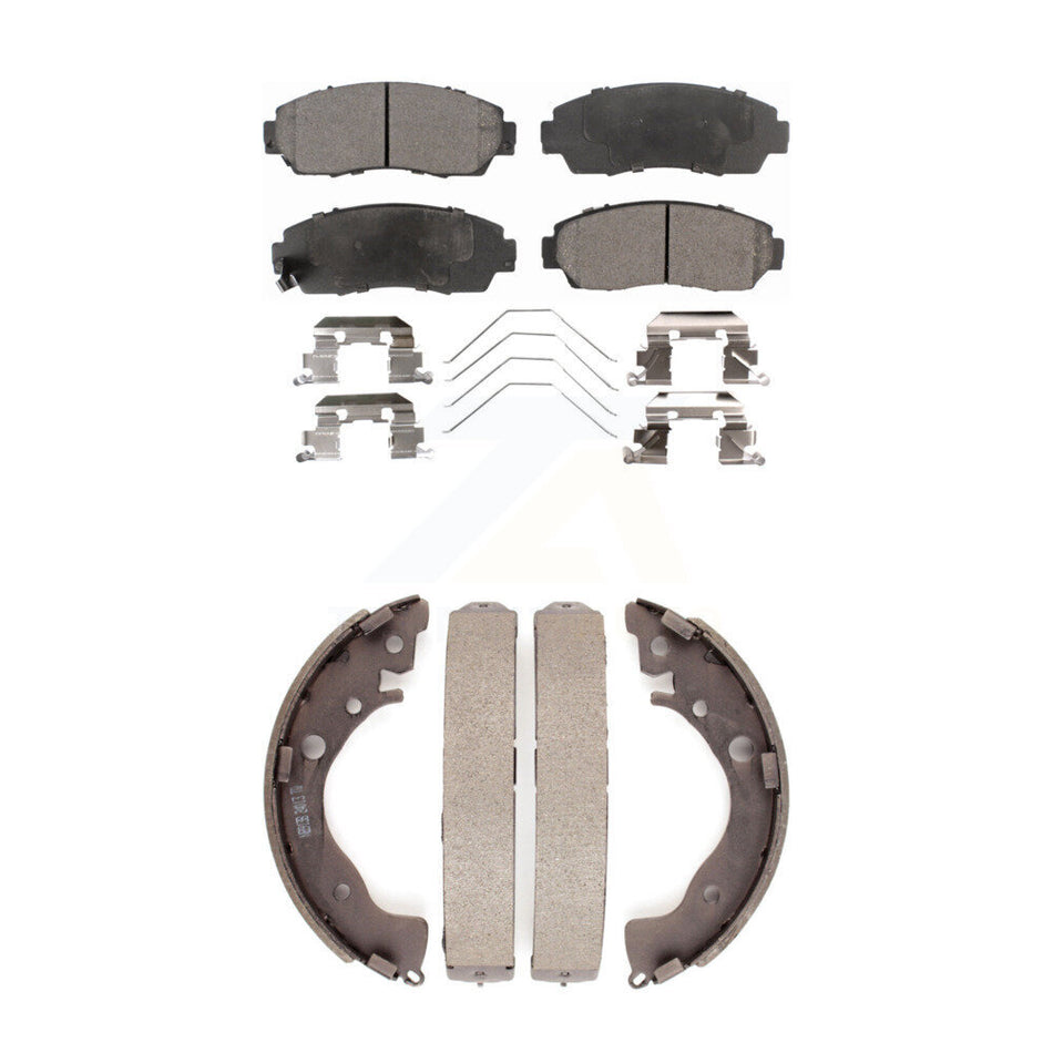 Front Rear Semi-Metallic Brake Pads And Drum Shoes Kit For Honda Civic KFN-100036