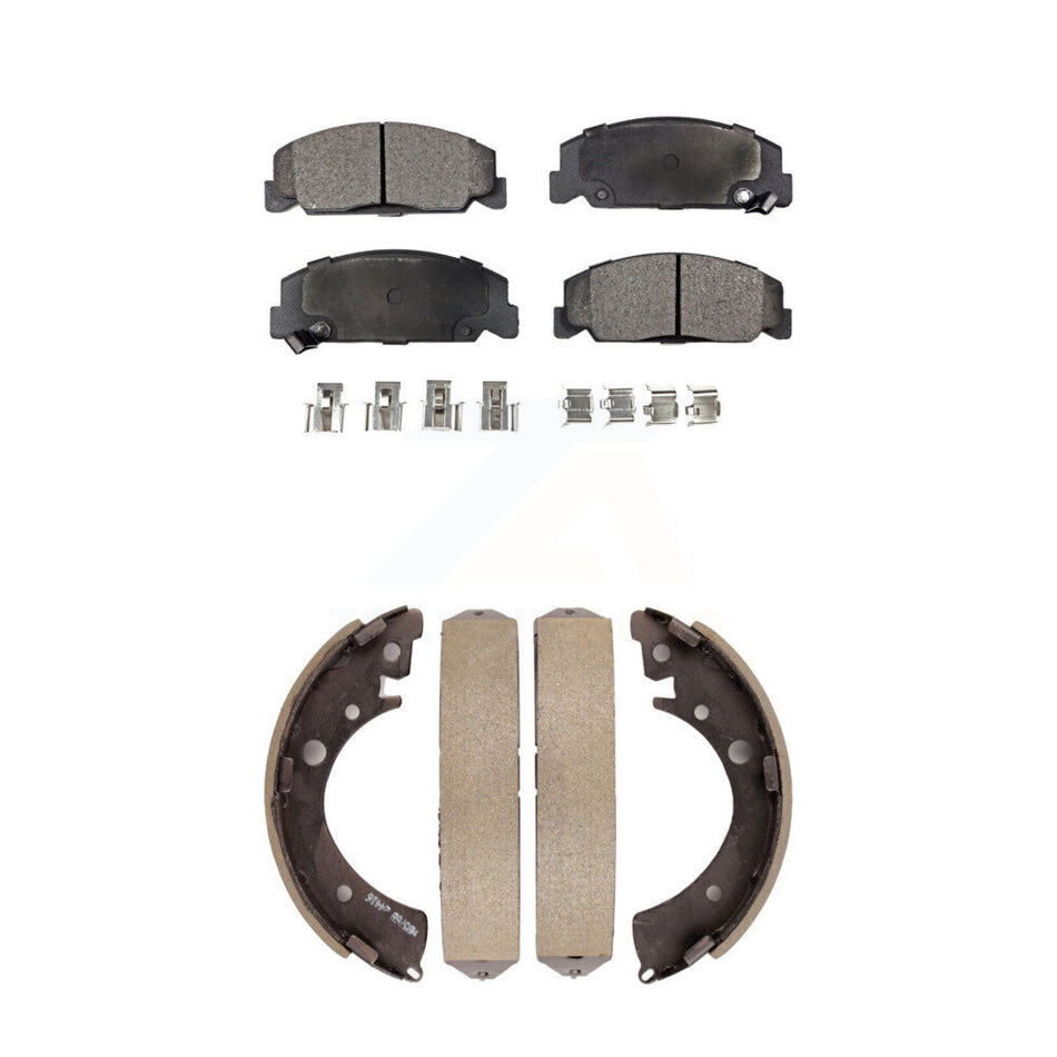 Front Rear Semi-Metallic Brake Pads And Drum Shoes Kit For Honda Civic Accord KFN-100049