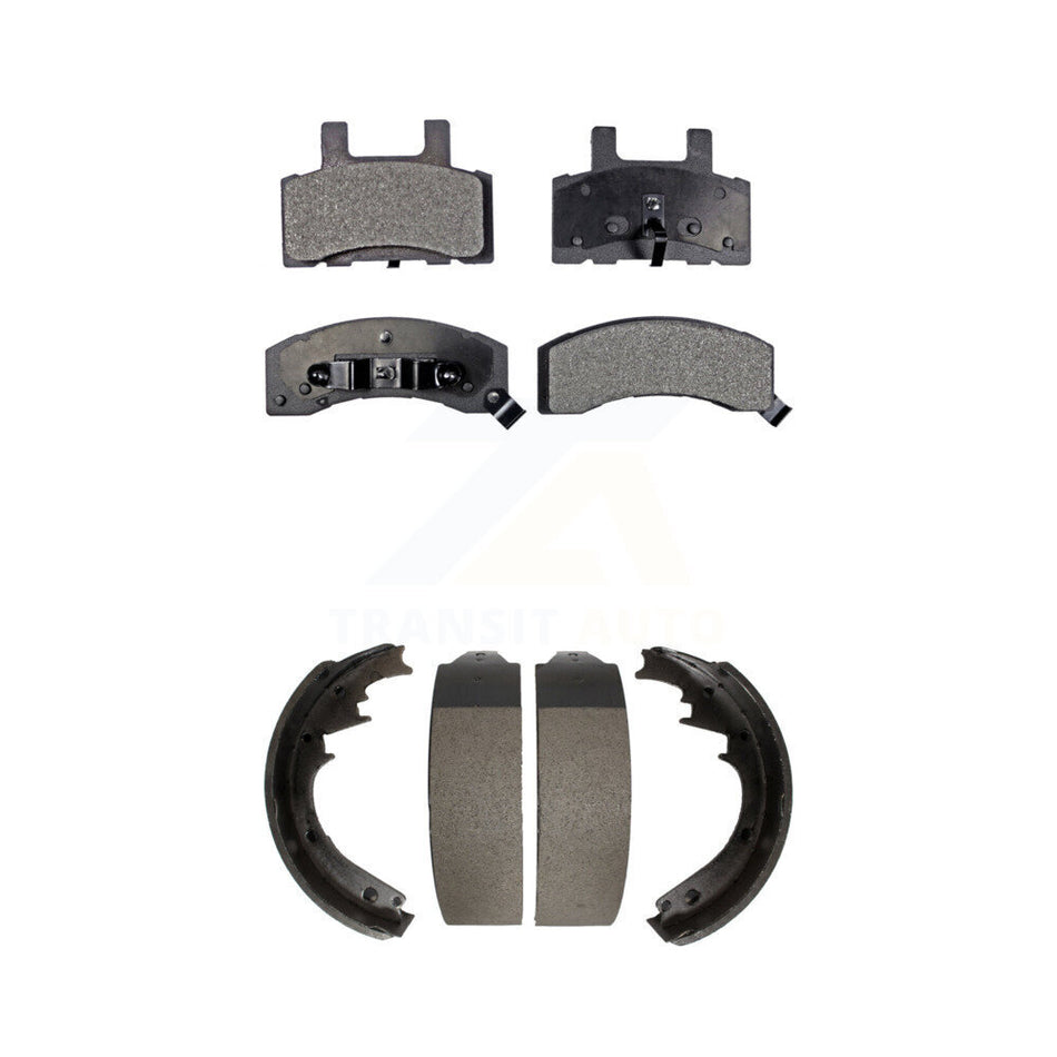 Front Rear Semi-Metallic Brake Pads And Drum Shoes Kit For Chevrolet Tahoe K1500 Suburban GMC C1500 Yukon KFN-100059