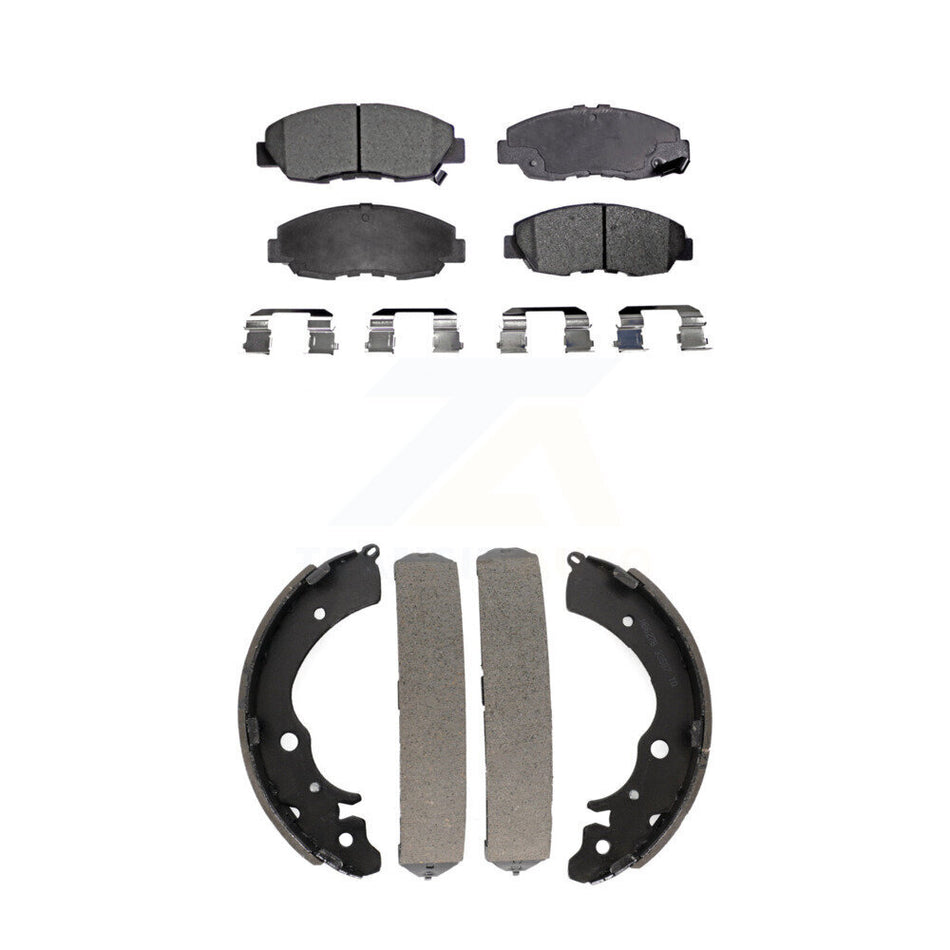 Front Rear Semi-Metallic Brake Pads And Drum Shoes Kit For 1998-2002 Honda Accord Sedan with 2.3L KFN-100069