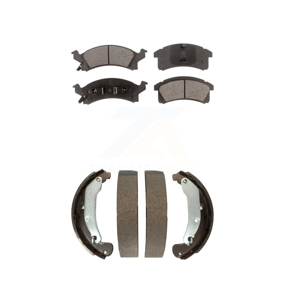 Front Rear Semi-Metallic Brake Pads And Drum Shoes Kit For 2003-2005 Chevrolet Cavalier Pontiac Sunfire KFN-100081