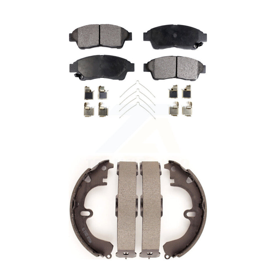 Front Rear Semi-Metallic Brake Pads And Drum Shoes Kit For 1994-1997 Toyota Celica ST KFN-100094