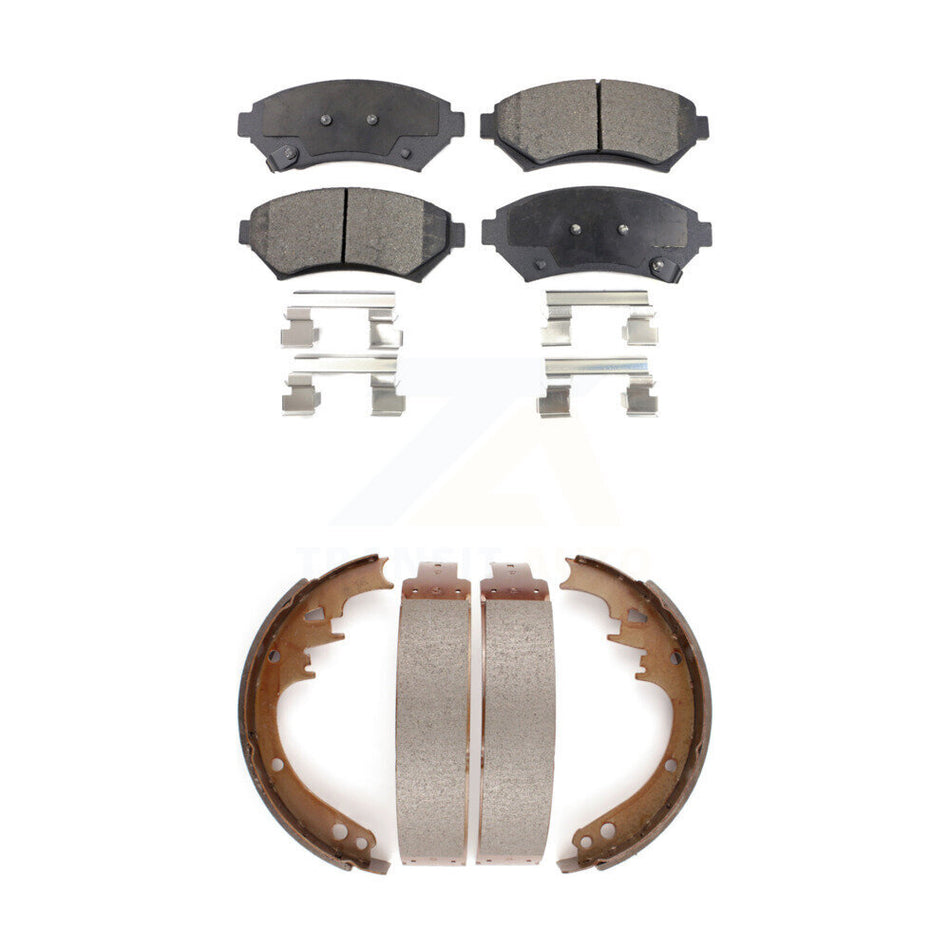 Front Rear Semi-Metallic Brake Pads And Drum Shoes Kit For 1997-1999 Cadillac DeVille Disc rear brakes KFN-100117