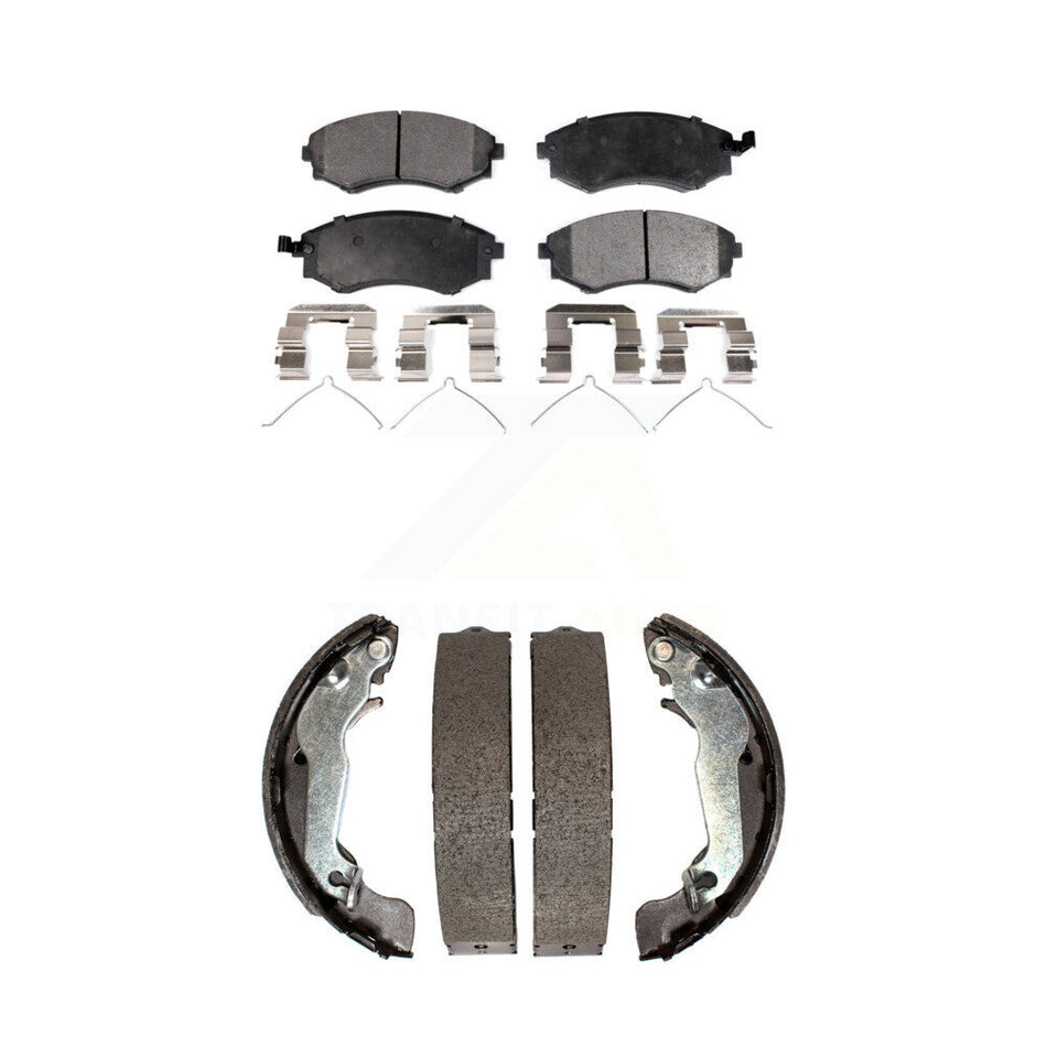 Front Rear Semi-Metallic Brake Pads And Drum Shoes Kit For Hyundai Elantra Tiburon KFN-100120