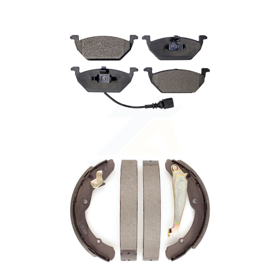 Front Rear Semi-Metallic Brake Pads And Drum Shoes Kit For 2011-2012 Volkswagen Jetta With 280mm Diameter Rotor KFN-100132