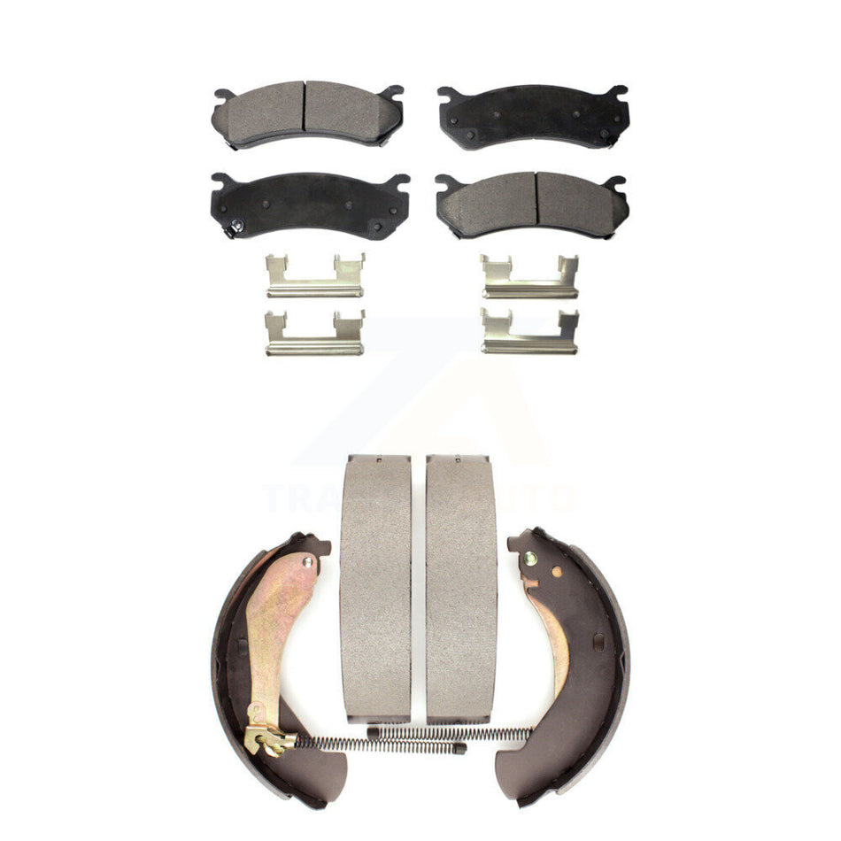 Front Rear Semi-Metallic Brake Pads And Drum Shoes Kit For Chevrolet Silverado 1500 GMC Sierra Classic KFN-100133