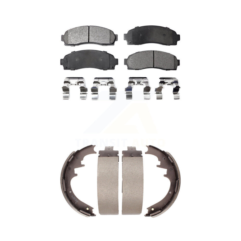 Front Rear Semi-Metallic Brake Pads And Drum Shoes Kit For Ford Ranger Mazda B2300 B3000 B4000 KFN-100150