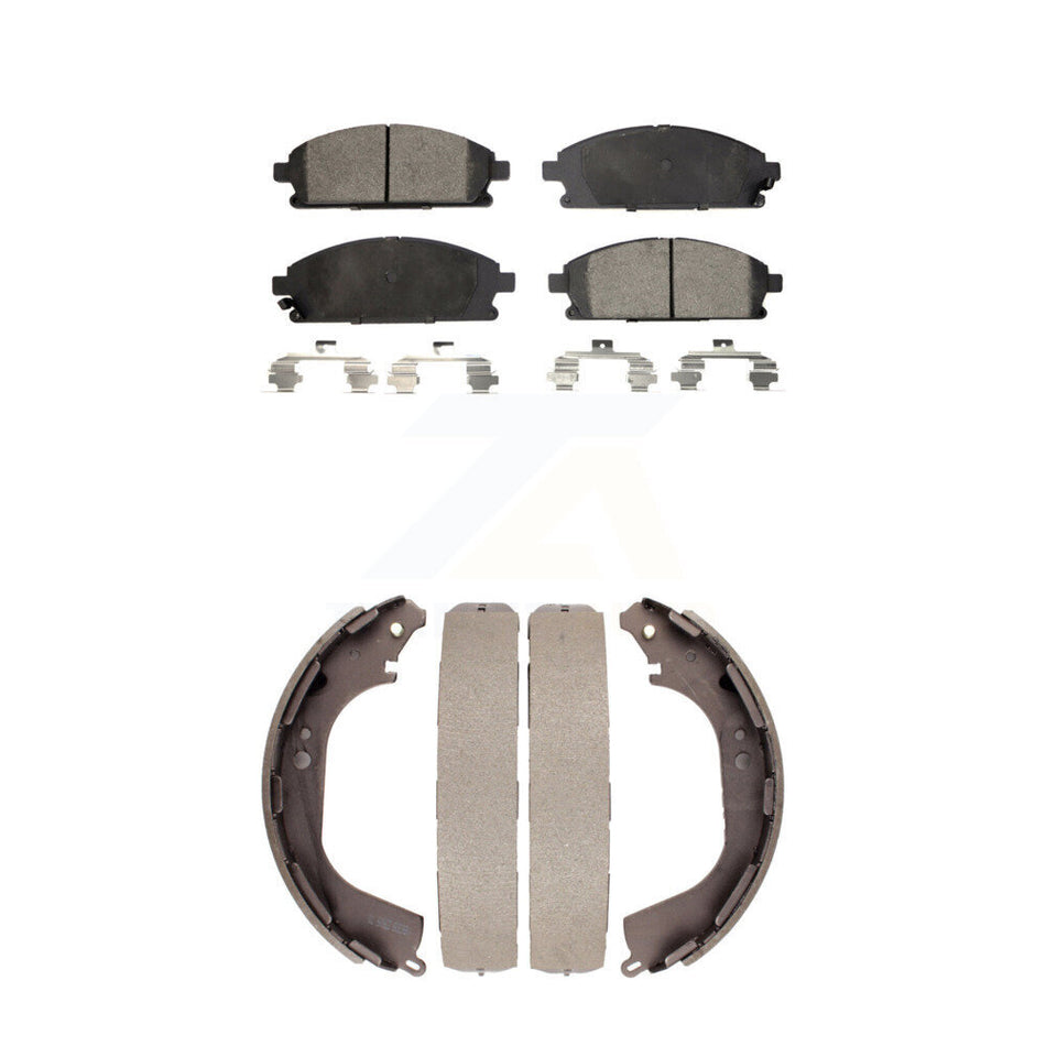Front Rear Semi-Metallic Brake Pads And Drum Shoes Kit For Nissan Pathfinder Infiniti QX4 INFINITI KFN-100160