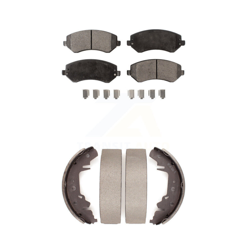 Front Rear Semi-Metallic Brake Pads And Drum Shoes Kit For Dodge Grand Caravan Chrysler Town & Country Voyager KFN-100161