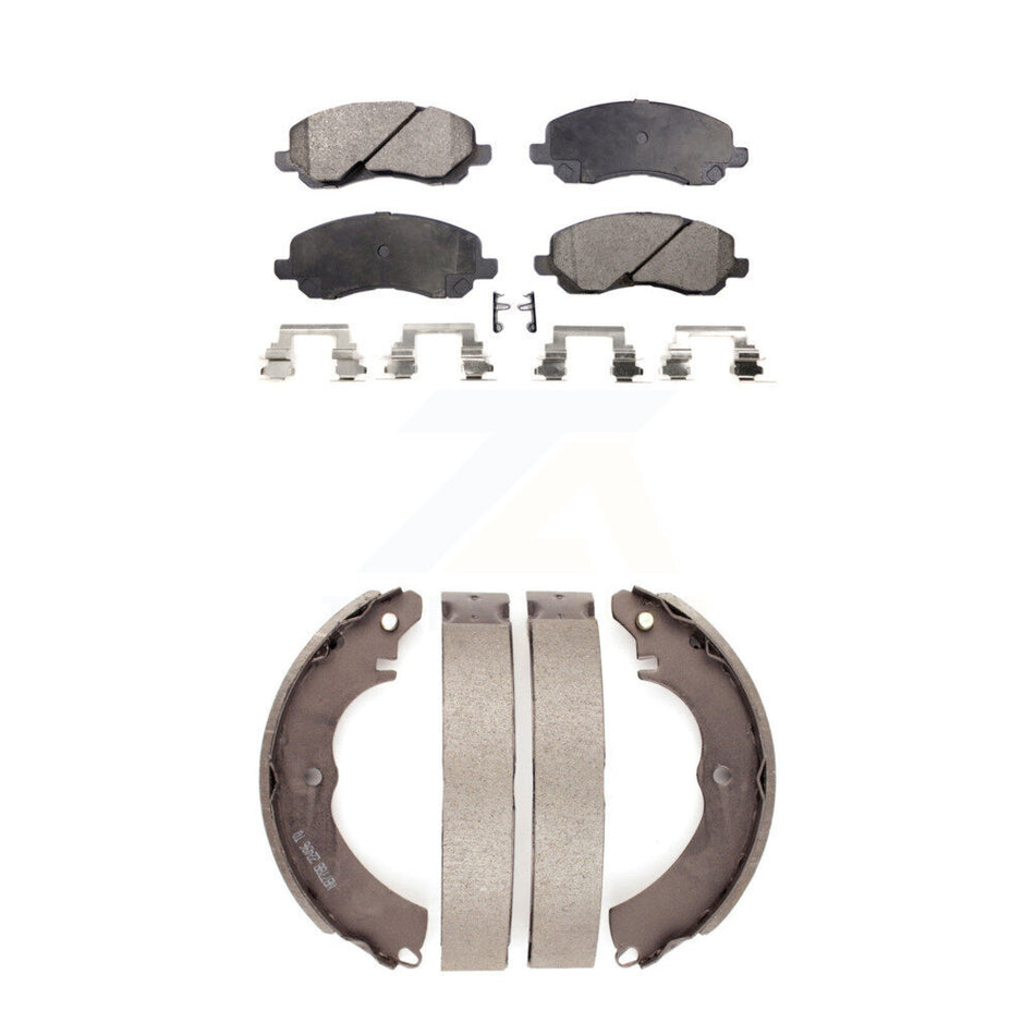 Front Rear Semi-Metallic Brake Pads And Drum Shoes Kit For Mitsubishi Lancer KFN-100172