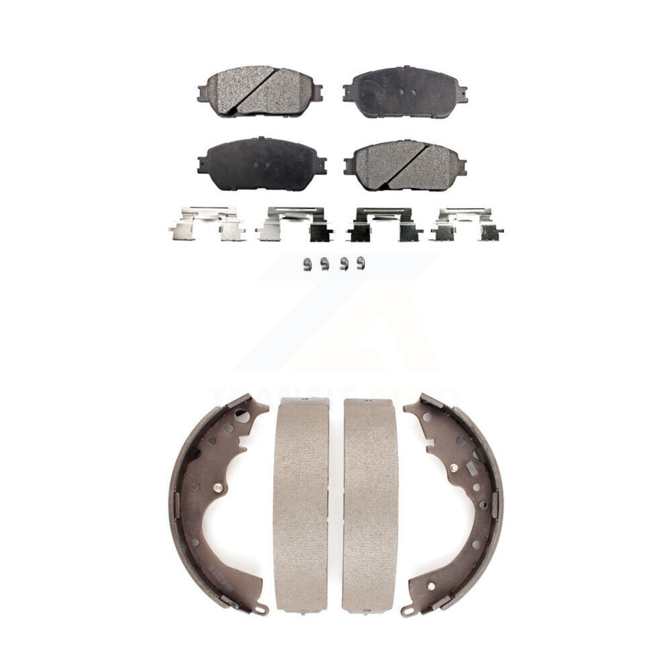 Front Rear Semi-Metallic Brake Pads And Drum Shoes Kit For 2004-2010 Toyota Sienna KFN-100180