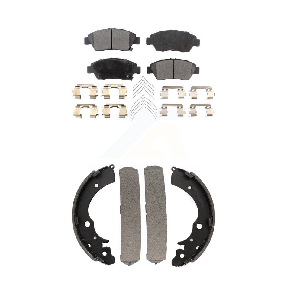 Front Rear Semi-Metallic Brake Pads And Drum Shoes Kit For Honda Civic KFN-100197
