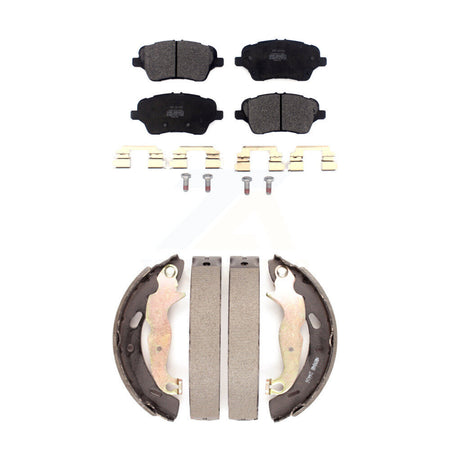 Front Rear Semi-Metallic Brake Pads And Drum Shoes Kit For 2014-2019 Ford Fiesta ST KFN-100225