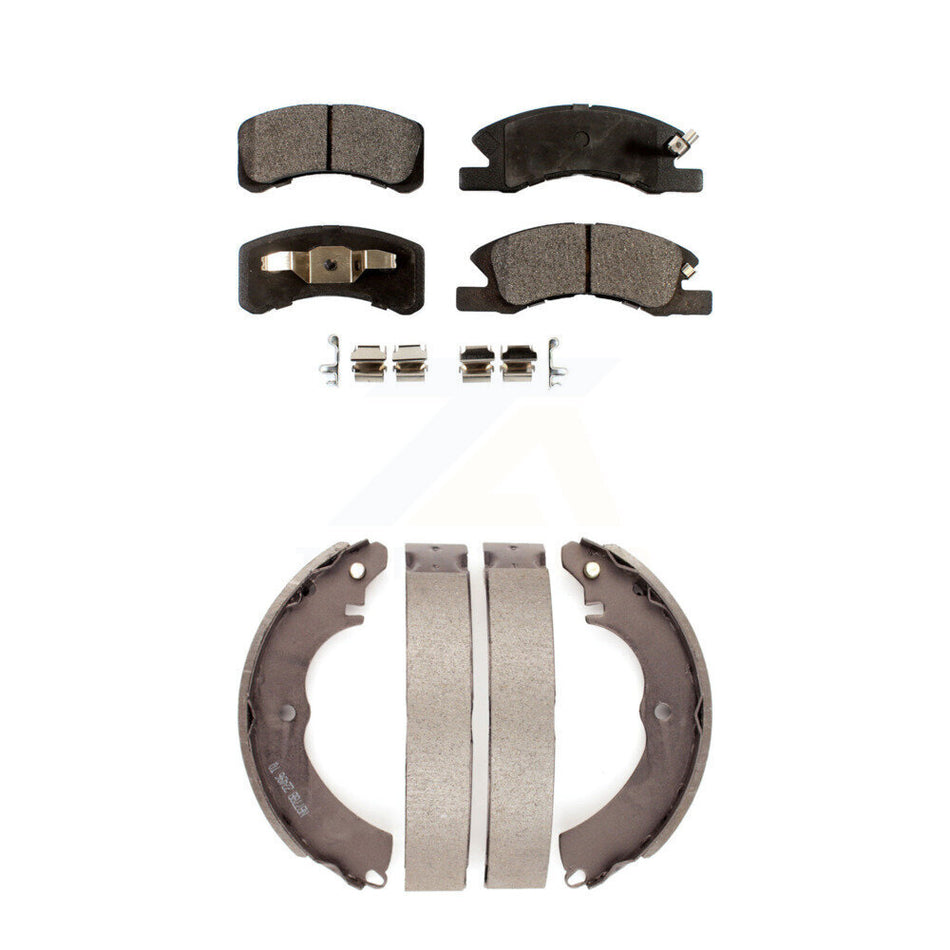 Front Rear Semi-Metallic Brake Pads And Drum Shoes Kit For Mitsubishi Mirage G4 KFN-100226
