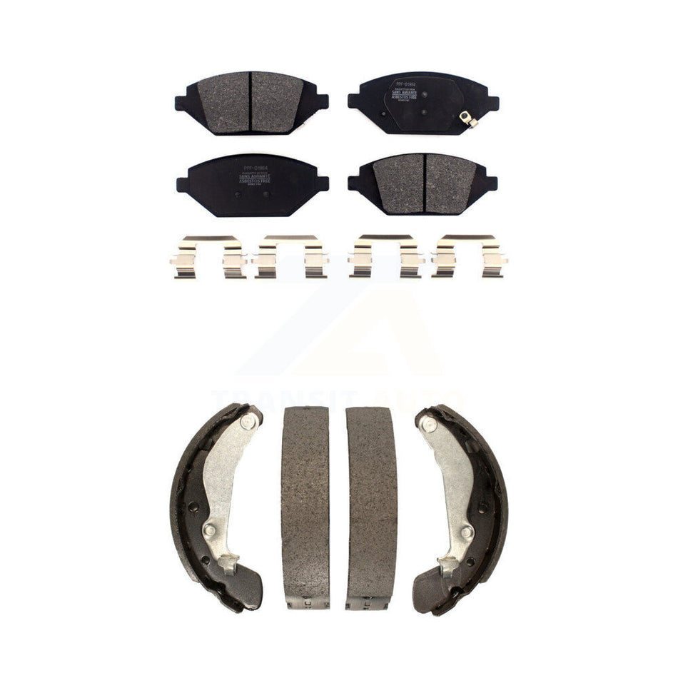 Front Rear Semi-Metallic Brake Pads And Drum Shoes Kit For 2016-2021 Chevrolet Spark KFN-100227