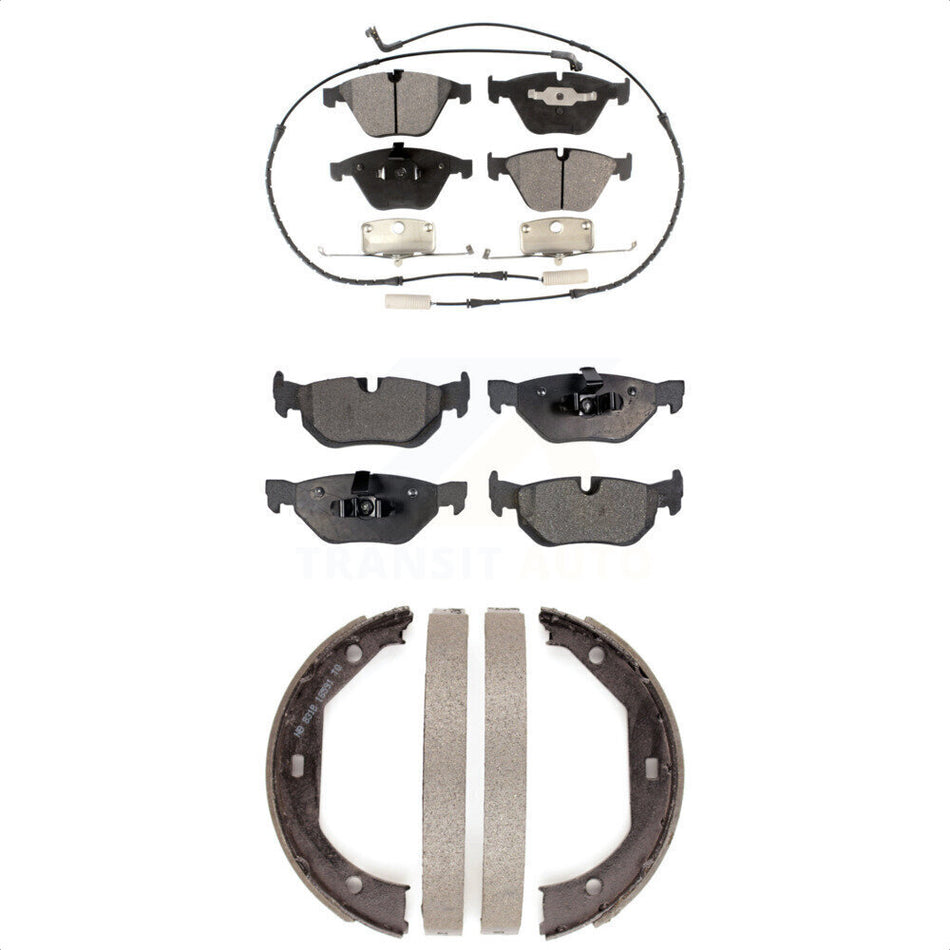 Front Rear Semi-Metallic Brake Pads And Parking Shoes Kit For BMW 328i xDrive X1 328xi KFN-100486