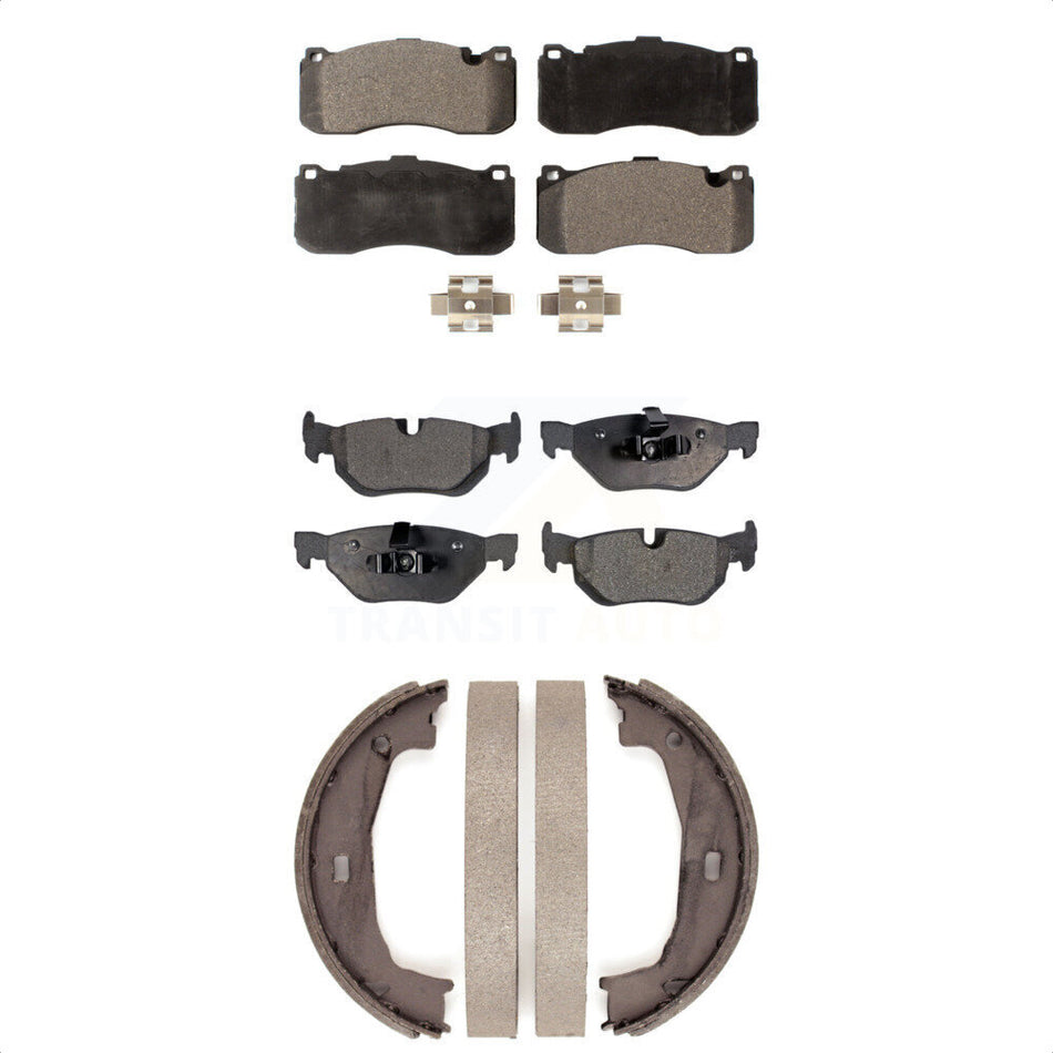 Front Rear Semi-Metallic Brake Pads And Parking Shoes Kit For BMW 328i 323i KFN-100493