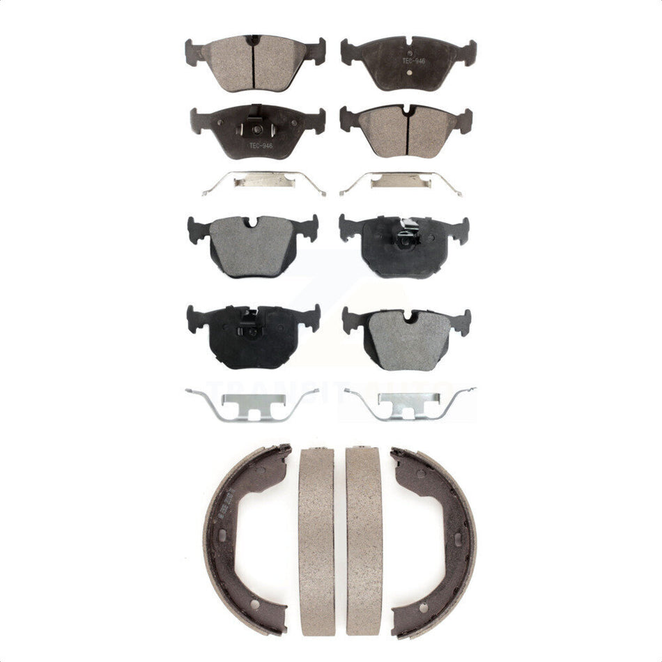 Front Rear Semi-Metallic Brake Pads And Parking Shoes Kit For BMW X3 Z4 M3 KFN-100498