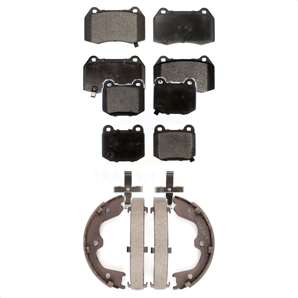 Front Rear Semi-Metallic Brake Pads And Parking Shoes Kit For Nissan 350Z Infiniti G35 INFINITI With Brembo Brakes KFN-100502