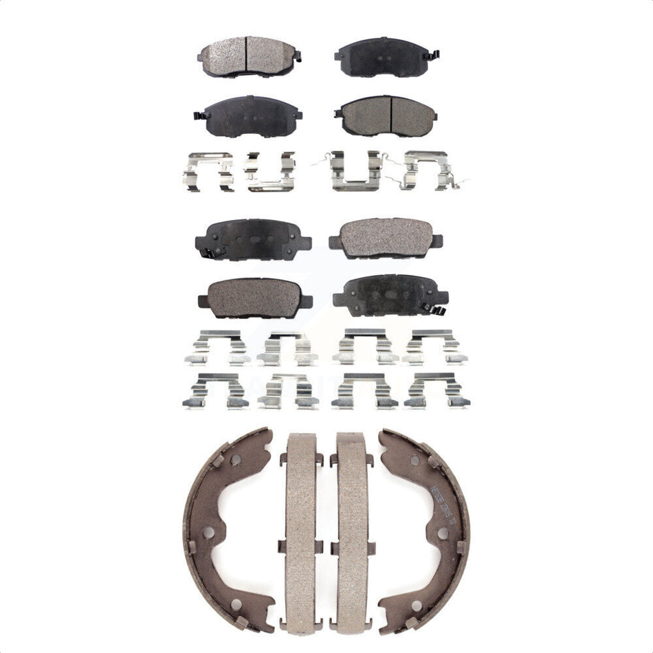 Front Rear Semi-Metallic Brake Pads And Parking Shoes Kit For Nissan Altima Infiniti G35 350Z INFINITI KFN-100503