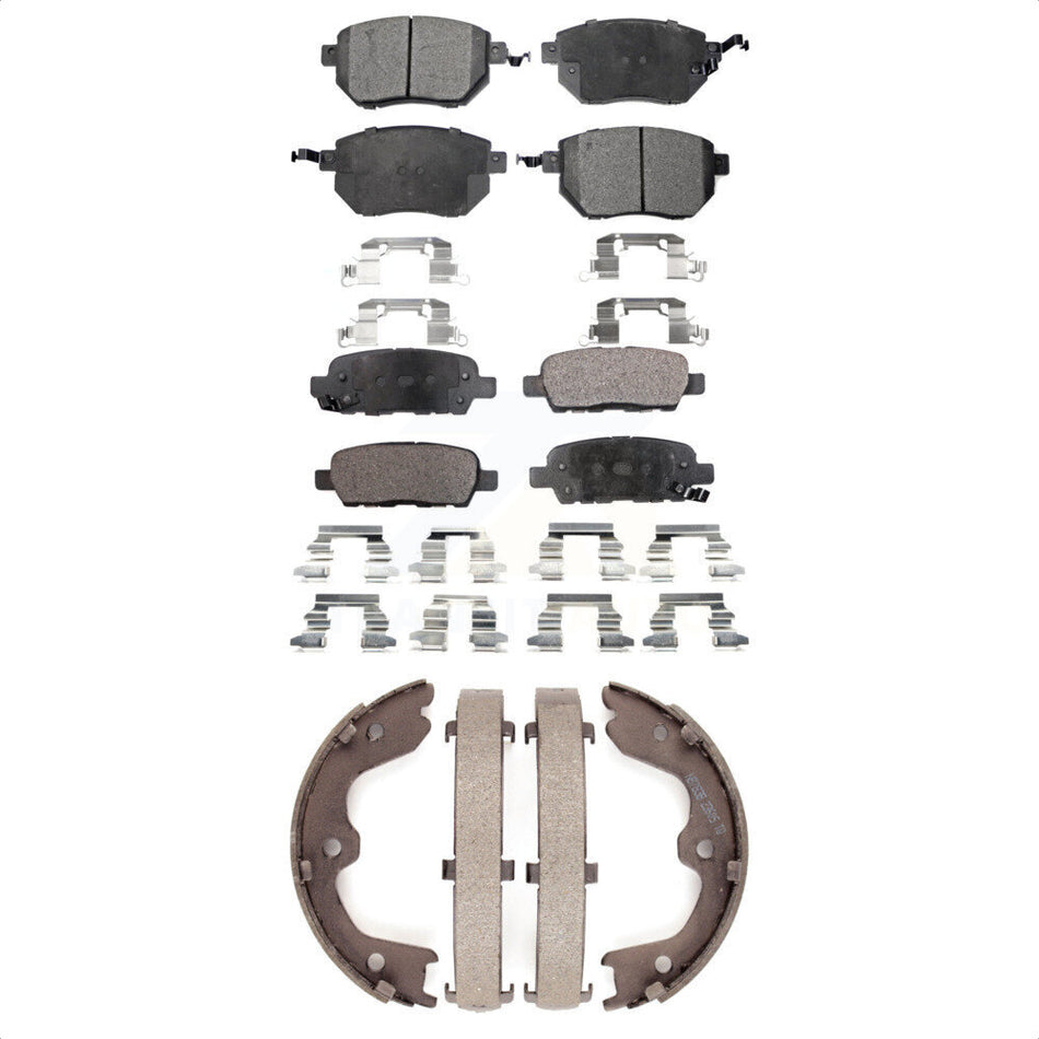 Front Rear Semi-Metallic Brake Pads And Parking Shoes Kit For Nissan Altima Maxima Infiniti FX35 FX45 INFINITI KFN-100504