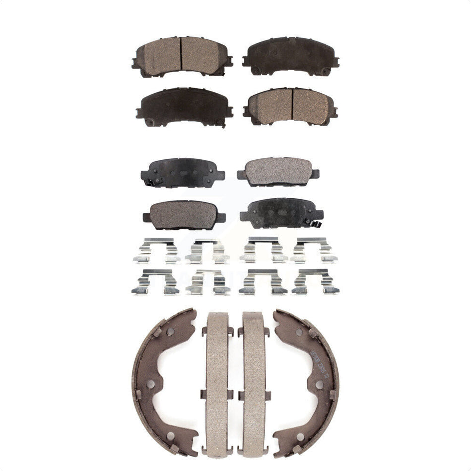Front Rear Semi-Metallic Brake Pads And Parking Shoes Kit For 2016-2017 INFINITI QX50 KFN-100509