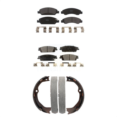 Front Rear Semi-Metallic Brake Pads Parking Shoes Kit For GMC Chevrolet Sierra 1500 Tahoe KFN-100511