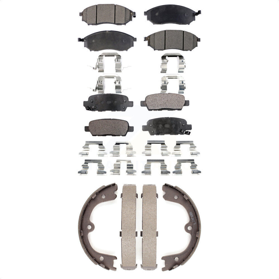 Front Rear Semi-Metallic Brake Pads And Parking Shoes Kit For Nissan Murano INFINITI FX35 M37 QX70 FX37 Q70 Q70L M56 M35h KFN-100517