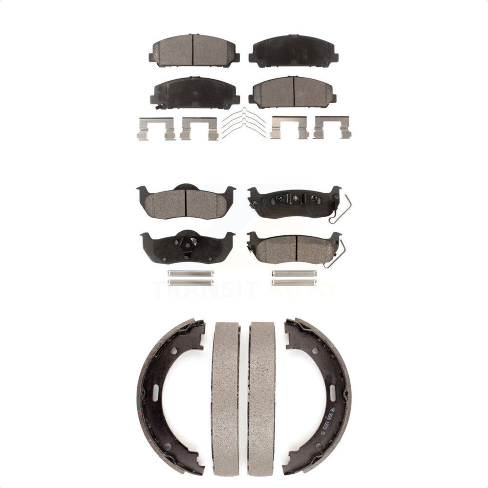 Front Rear Semi-Metallic Brake Pads And Parking Shoes Kit For Nissan Titan Armada TITAN KFN-100523