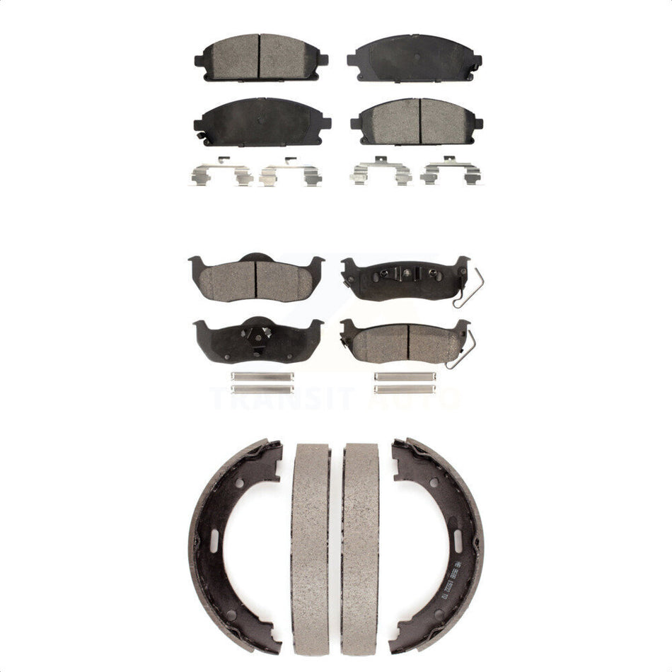 Front Rear Semi-Metallic Brake Pads And Parking Shoes Kit For 2004 Nissan Pathfinder KFN-100524