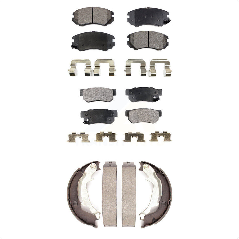 Front Rear Semi-Metallic Brake Pads And Parking Shoes Kit For Hyundai Sonata Kia Optima KFN-100527