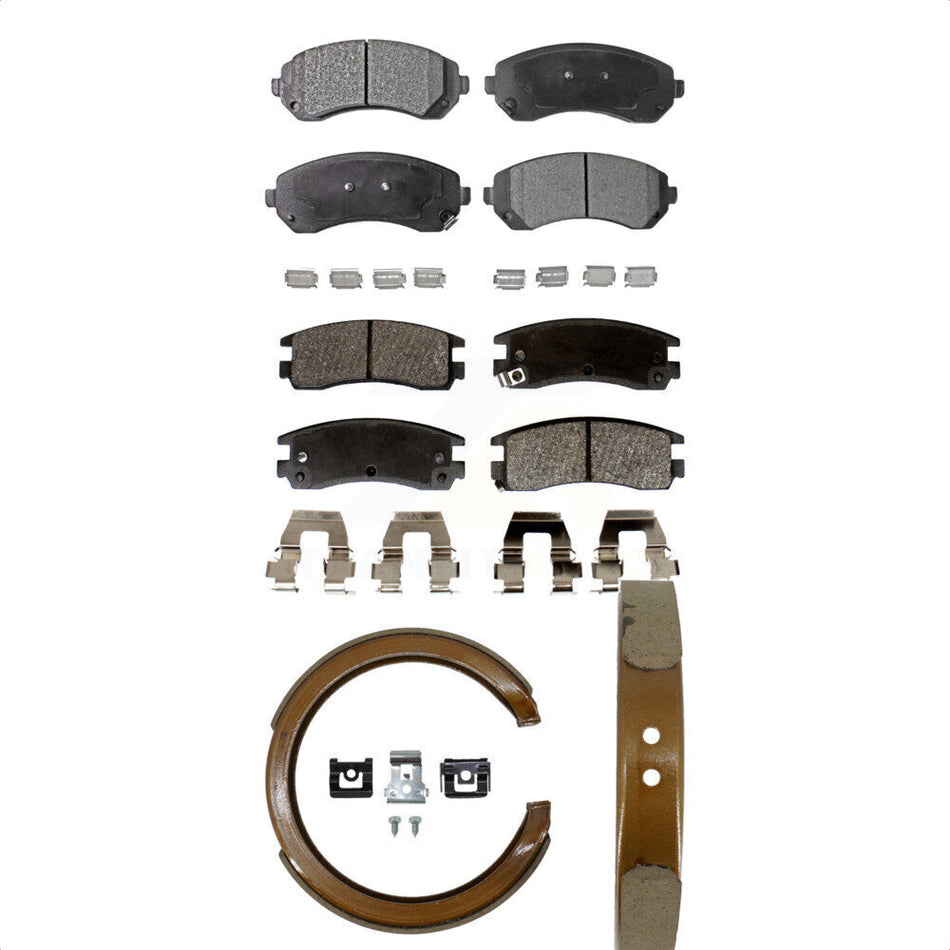 Front Rear Semi-Metallic Brake Pads And Parking Shoes Kit For Buick Rendezvous Chevrolet Venture Pontiac Montana Aztek KFN-100539