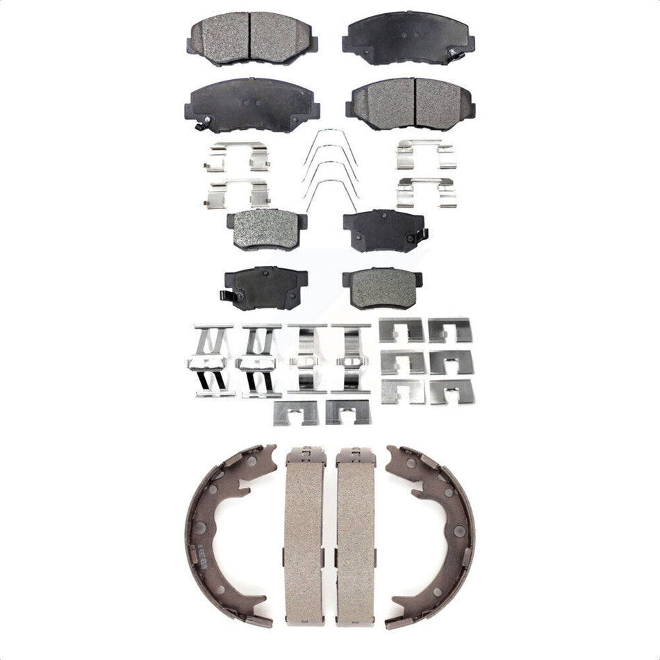 Front Rear Semi-Metallic Brake Pads And Parking Shoes Kit For Honda CR-V Element KFN-100547