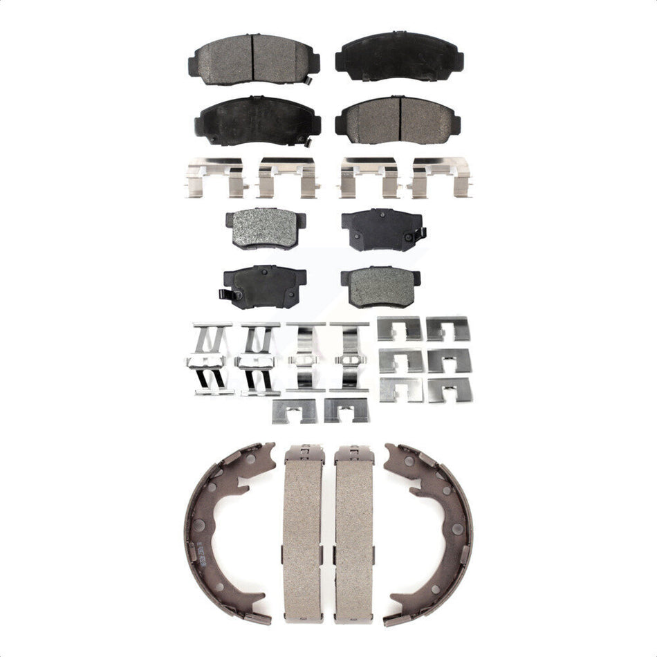 Front Rear Semi-Metallic Brake Pads And Parking Shoes Kit For Acura TL RL CL KFN-100548