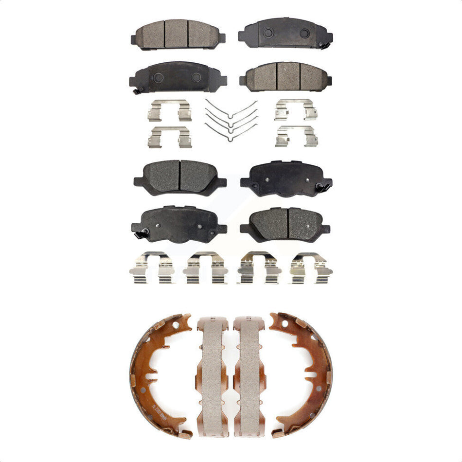Front Rear Semi-Metallic Brake Pads And Parking Shoes Kit For 2009-2016 Toyota Venza KFN-100551