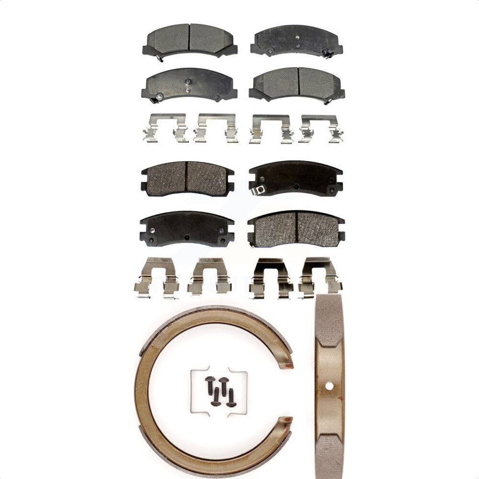 Front Rear Semi-Metallic Brake Pads And Parking Shoes Kit For Chevrolet Impala Monte Carlo KFN-100564