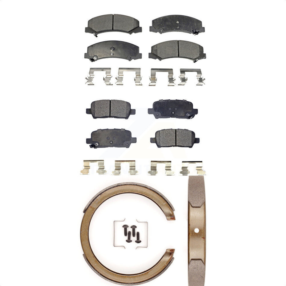 Front Rear Semi-Metallic Brake Pads And Parking Shoes Kit For 2010 Chevrolet Impala Without Drum In Hat KFN-100566
