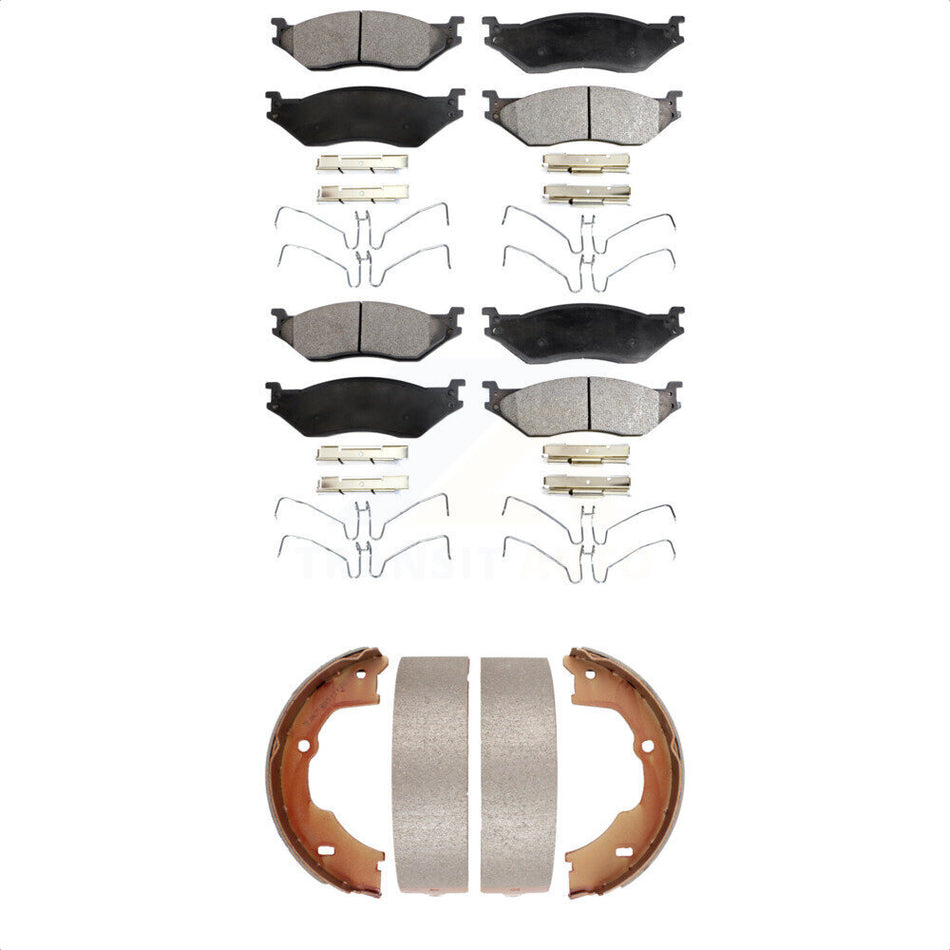 Front Rear Semi-Metallic Brake Pads And Parking Shoes Kit For Ford F-450 Super Duty F59 F-550 F-59 Commercial Stripped Chassis KFN-100567