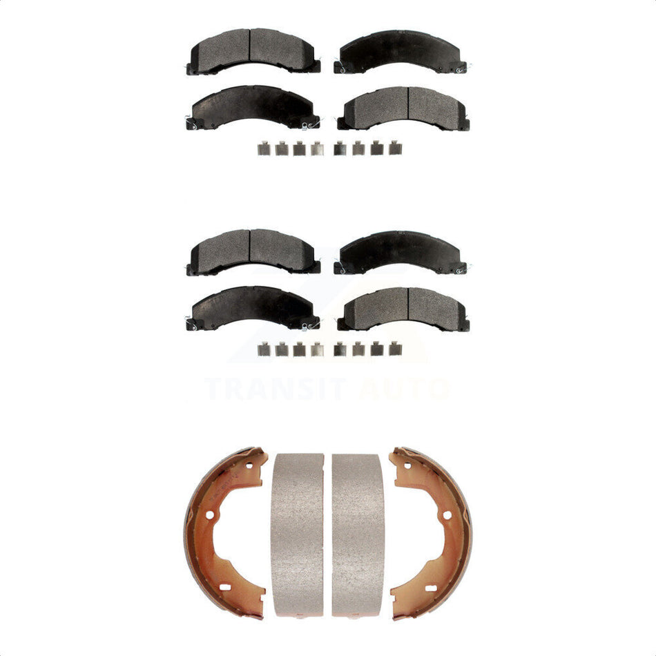 Front Rear Semi-Metallic Brake Pads And Parking Shoes Kit For Ram 5500 Dodge 4500 KFN-100568