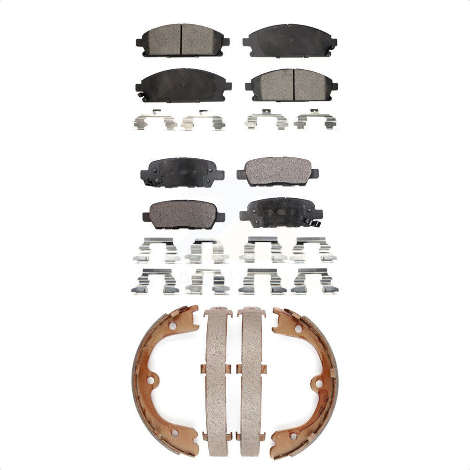 Front Rear Semi-Metallic Brake Pads And Parking Shoes Kit For 2004-2005 Nissan Quest KFN-100575