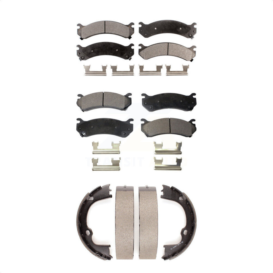 Front Rear Semi-Metallic Brake Pads And Parking Shoes Kit For Chevrolet Silverado 2500 HD GMC Sierra Suburban Yukon XL KFN-100579