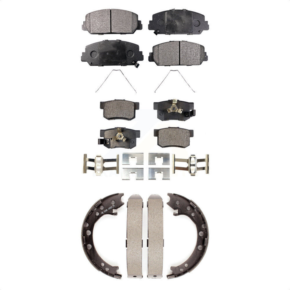 Front Rear Semi-Metallic Brake Pads And Parking Shoes Kit For 2013-2018 Acura RDX KFN-100584