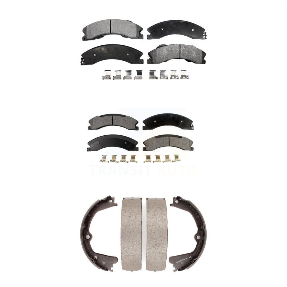 Front Rear Semi-Metallic Brake Pads And Parking Shoes Kit For Nissan NV2500 Titan XD NV3500 NV1500 TITAN KFN-100587
