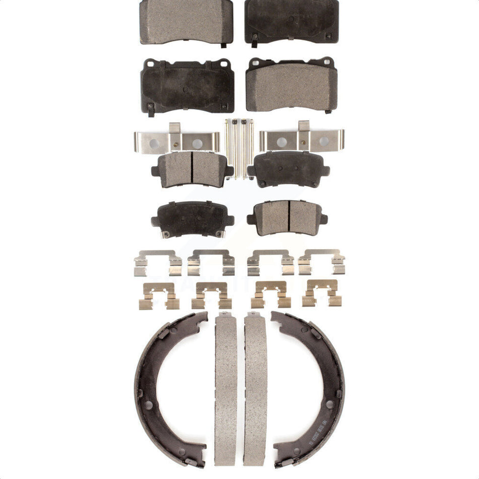 Front Rear Semi-Metallic Brake Pads And Parking Shoes Kit For Cadillac XTS KFN-100589